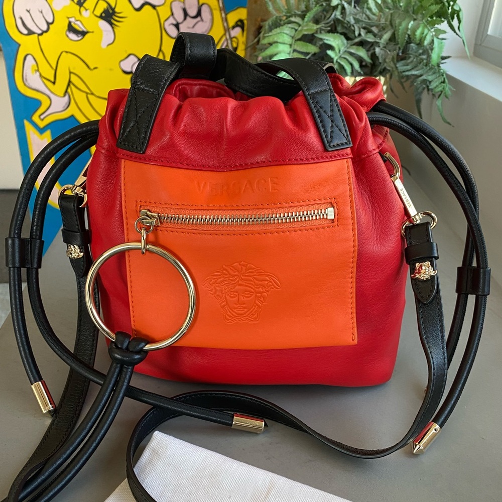 VERSACE In Living Color Leather Pouch Bag Bucket